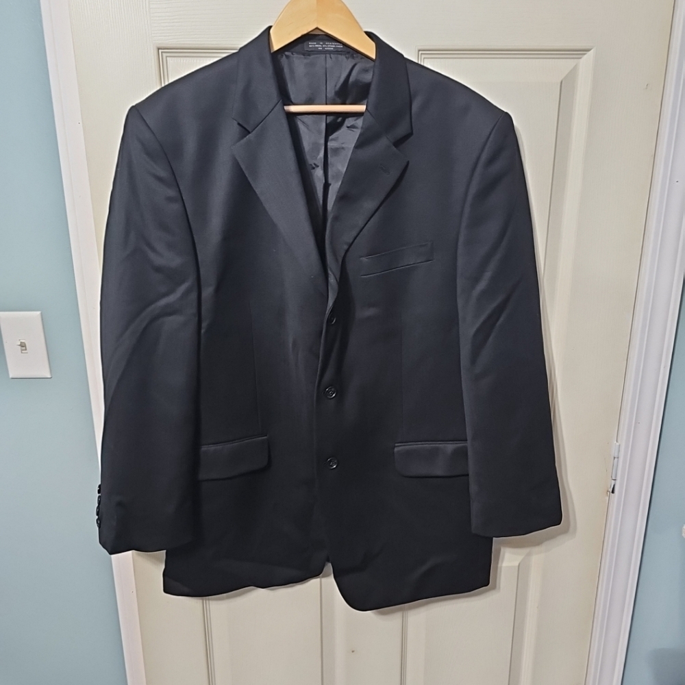 Jones New York Men's Black Wool Blend Blazer Jacket 43R Great PreOwned Condition